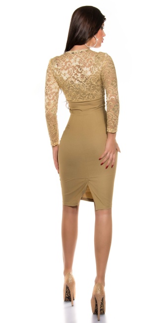 Pencildress with lace Champagne